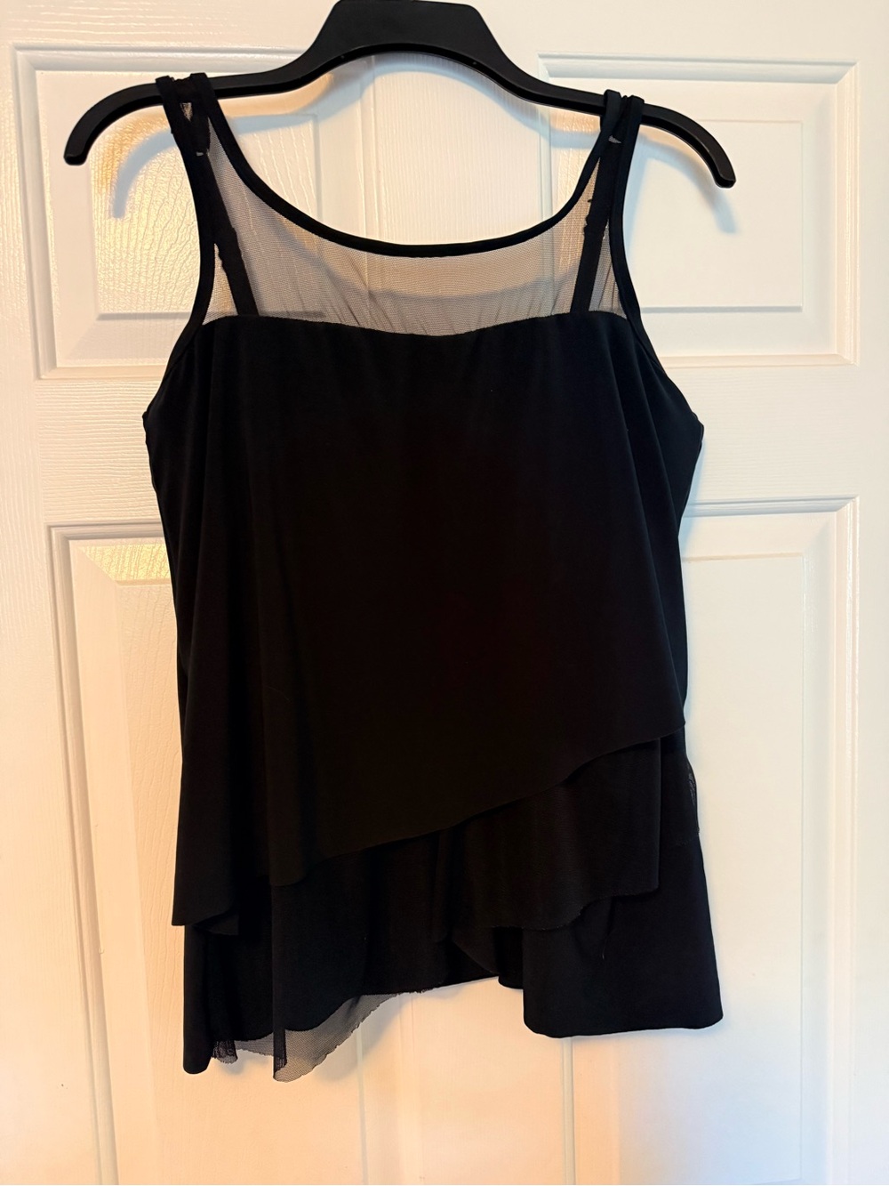 Miraclesuit Black Layered Mesh Yoke tankini swim Top